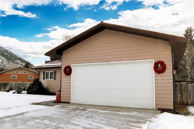 exterior space with a garage