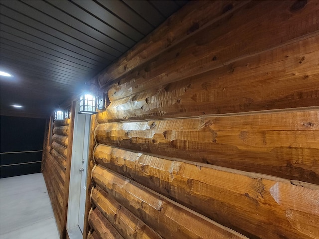 interior space with wooden walls