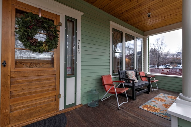 deck featuring a porch