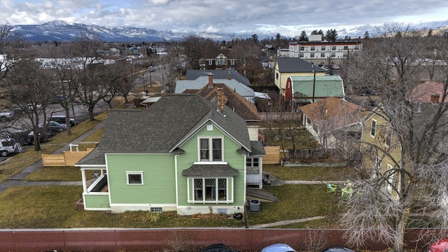 aerial view with a mountain view