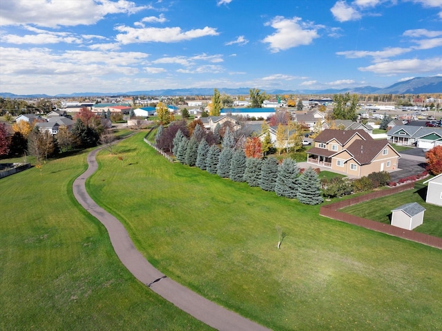 aerial view with a mountain view