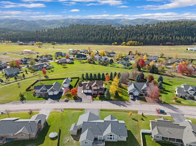 bird's eye view with a mountain view