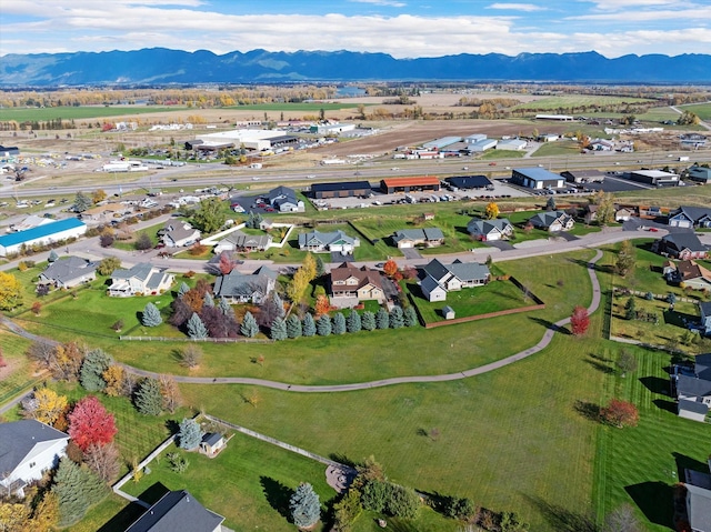 drone / aerial view with a mountain view