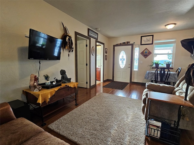 entrance foyer featuring dark hardwood / wood-style floors