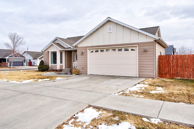 single story home with a garage