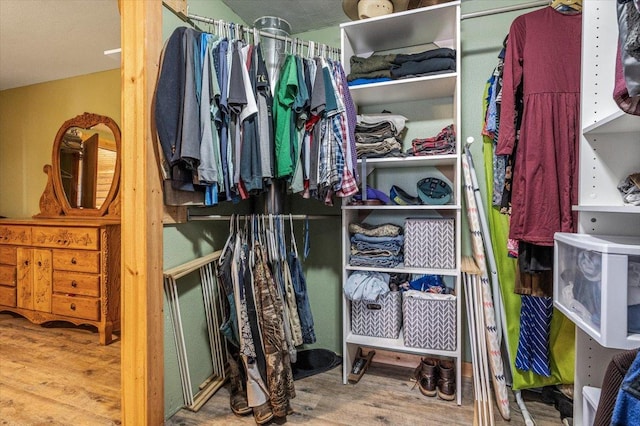 walk in closet featuring hardwood / wood-style flooring