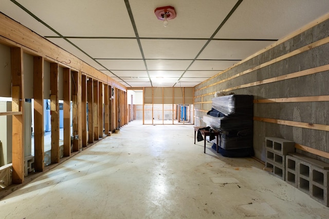 basement with a drop ceiling