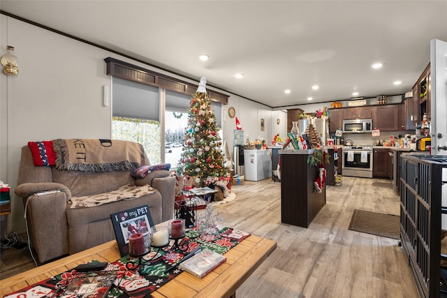 interior space with light hardwood / wood-style flooring