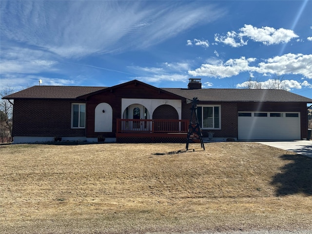 129 Shirley Way, Anaconda, MT 59711 - ranch-style house featuring a chimney, brick siding, aphalt driveway, and an attached garage