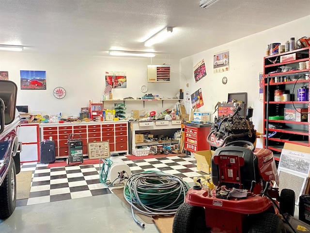 garage featuring a workshop area