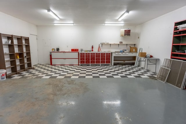 garage featuring a workshop area