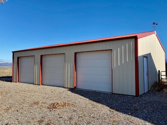 view of detached garage