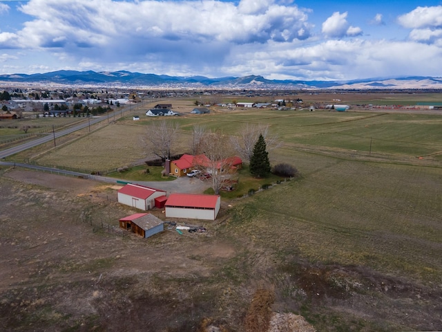 drone / aerial view with a rural view and a mountain view