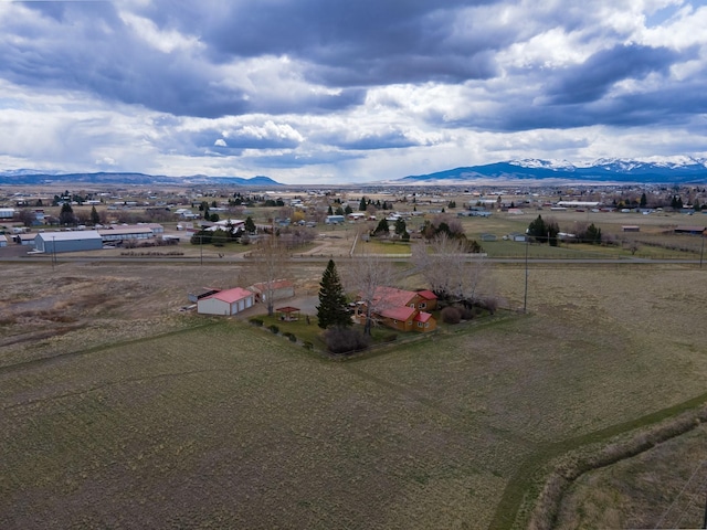 drone / aerial view with a mountain view