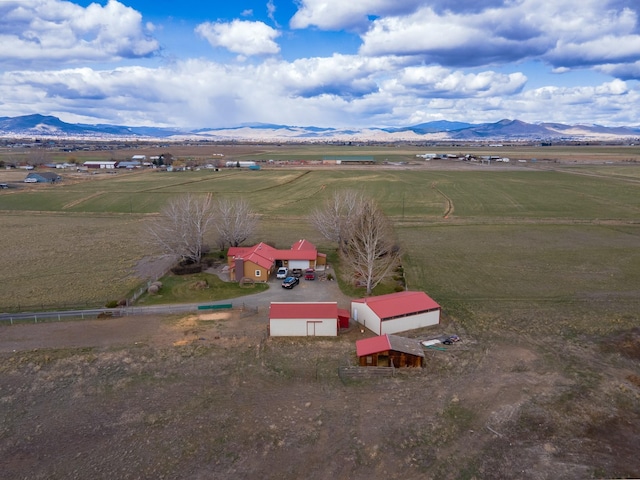 bird's eye view with a rural view and a mountain view