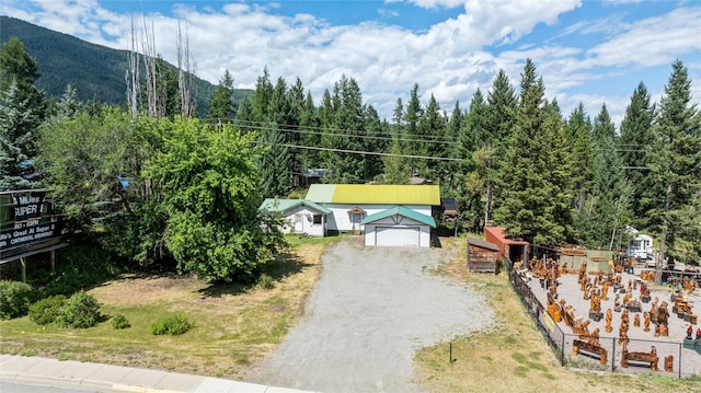 exterior space featuring a mountain view