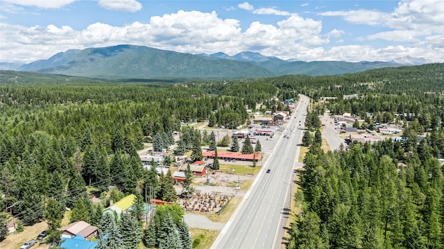 aerial view with a mountain view