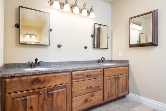 bathroom with tile patterned floors and vanity