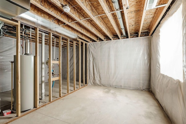 basement with water heater