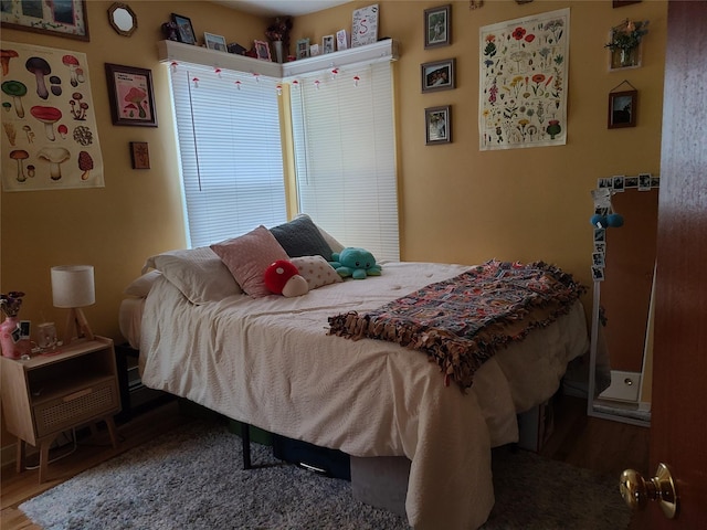 bedroom with hardwood / wood-style flooring