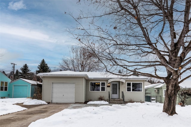 view of single story home