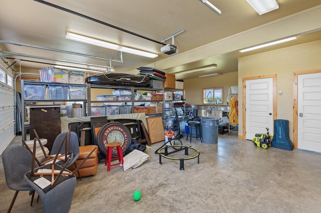 garage with a garage door opener