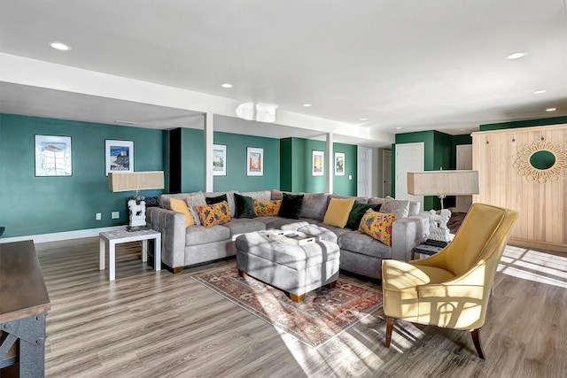 living room featuring wood-type flooring