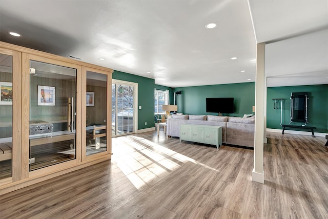 living room featuring light hardwood / wood-style floors