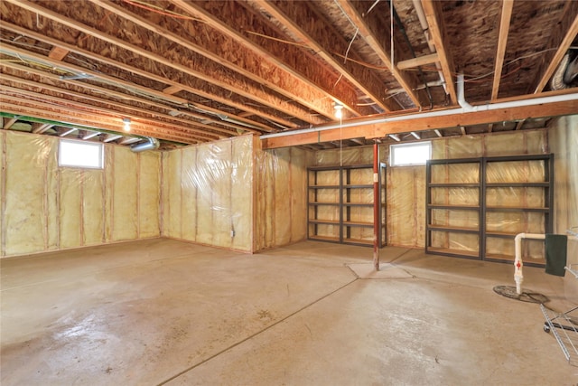 basement with a healthy amount of sunlight