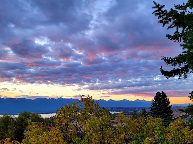 mountain view with a water view