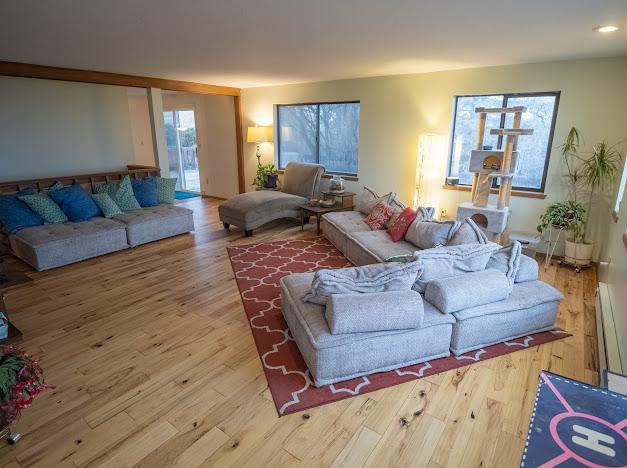 living room with hardwood / wood-style floors