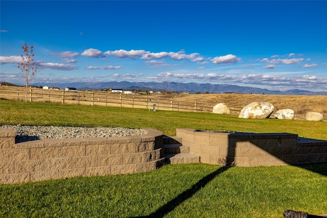 view of yard featuring a mountain view and a rural view