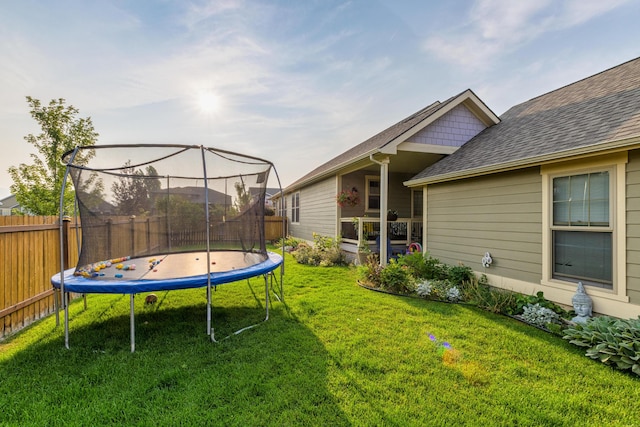 view of yard featuring a trampoline