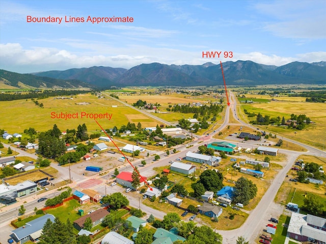 aerial view with a mountain view