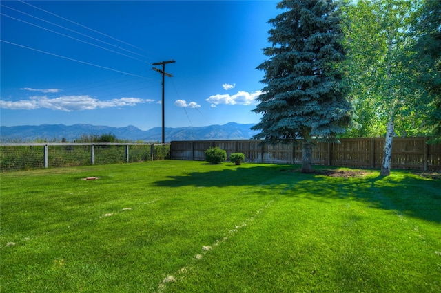 view of yard featuring a mountain view