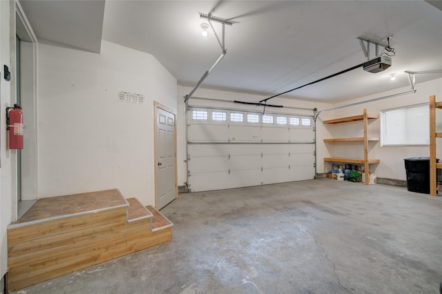 garage with a garage door opener