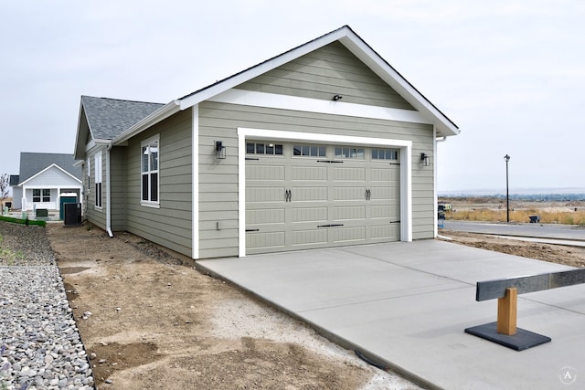 garage with central AC unit