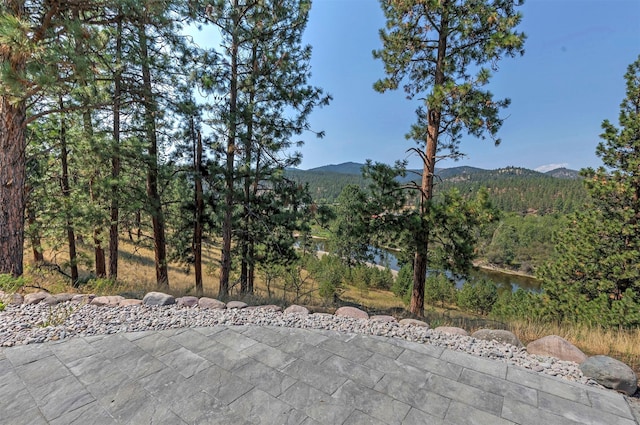 view of mountain feature with a water view