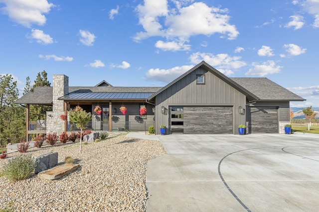 view of front of property with a garage