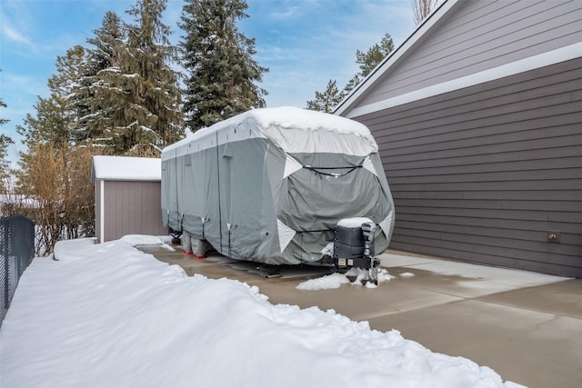 view of snow covered structure