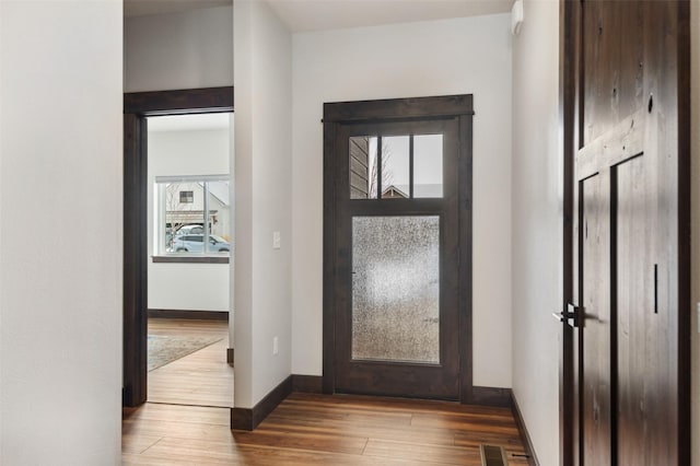 entrance foyer featuring wood-type flooring