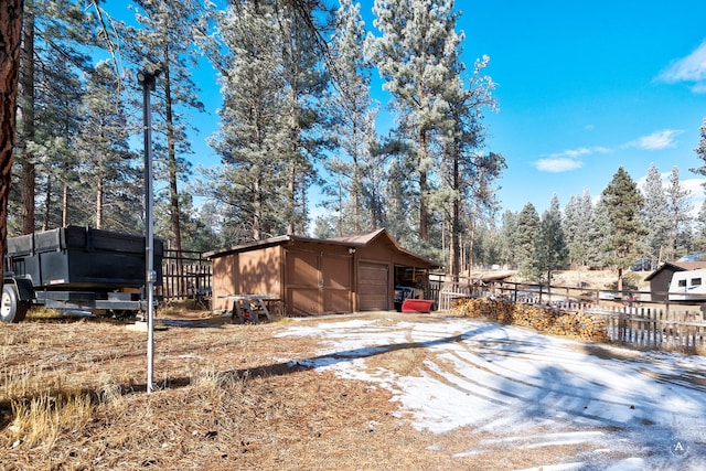 view of home's exterior featuring a storage shed