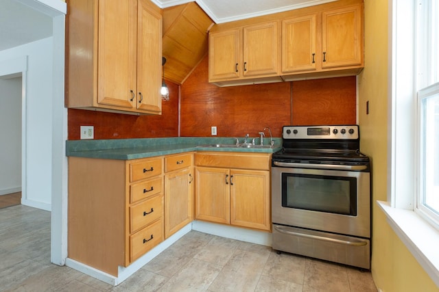 kitchen with sink and stainless steel electric range