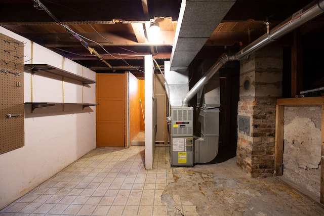 basement with heating unit