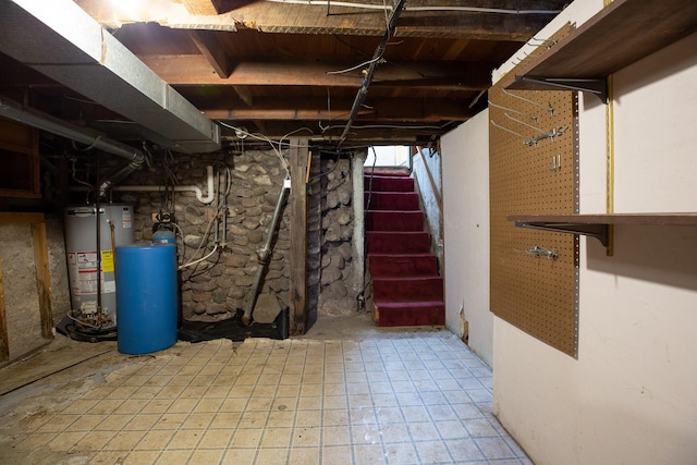 basement with water heater