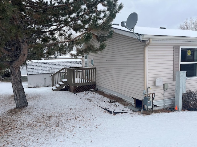 view of snow covered exterior