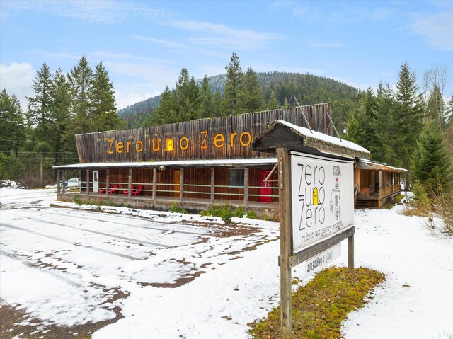 view of snow covered property