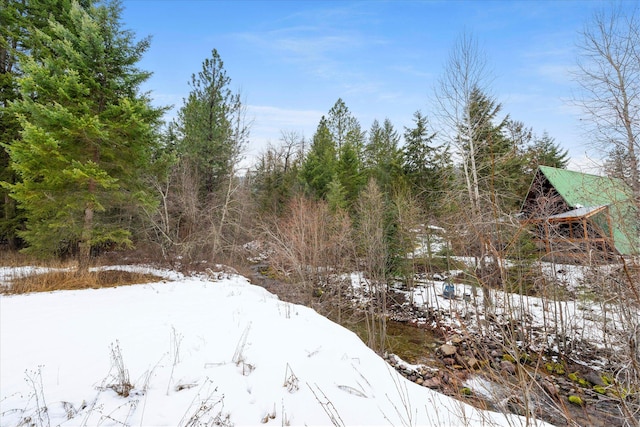 view of snow covered land