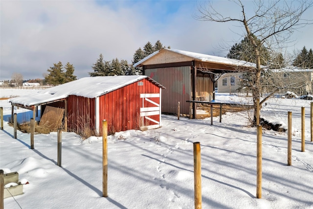 view of snow covered structure