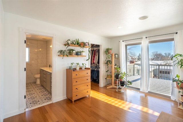 entryway with light hardwood / wood-style flooring